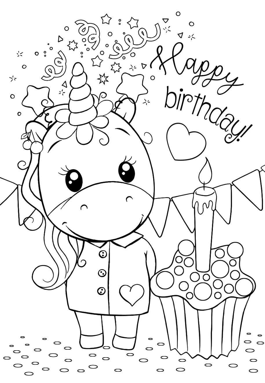  Happy Birthday Coloring Pages Unicorn Free Download Gambr co