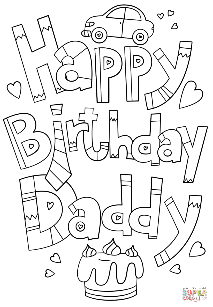 Happy Birthday Daddy Doodle Coloring Page From Happy Birthday Category