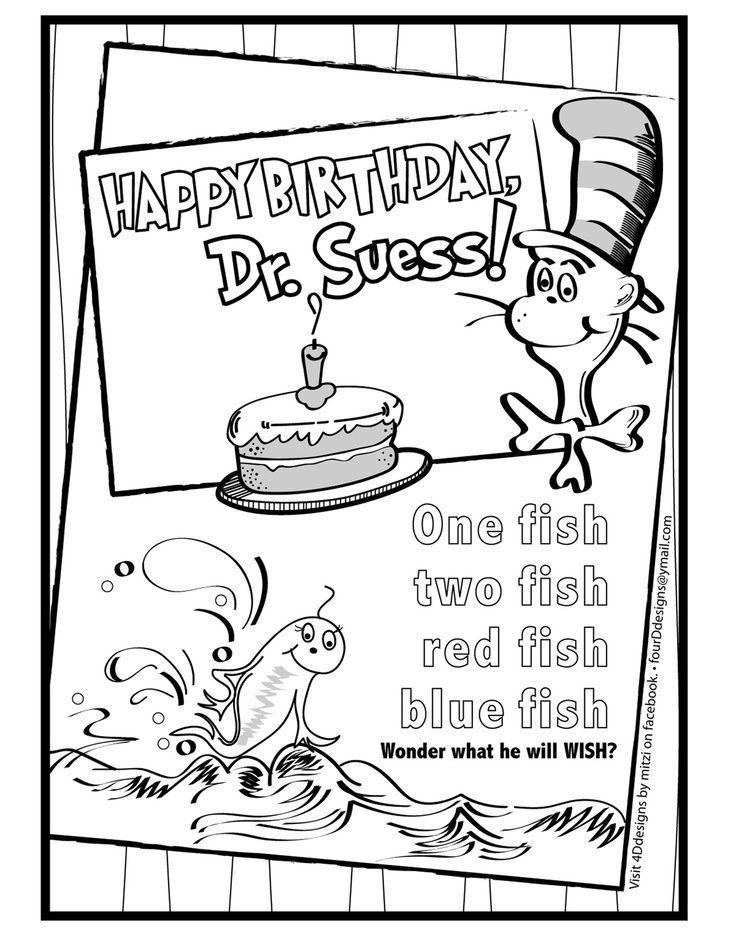 Happy Birthday Dr Seuss Color Sheet Happy Birthday Dr Suess