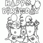 Happy Birthday From Minions Coloring Page For Kids Holiday Coloring