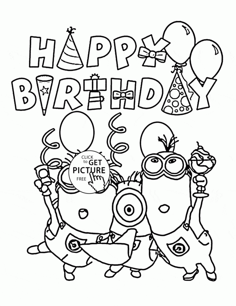 Happy Birthday From Minions Coloring Page For Kids Holiday Coloring 