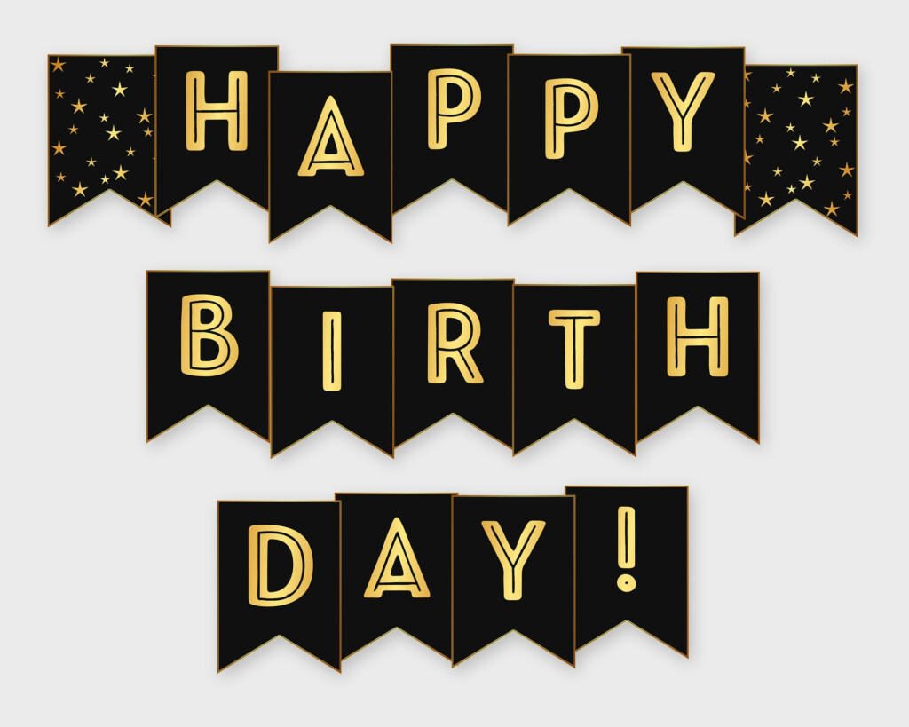 Happy Birthday Letters Printable Gold Free Printable Gold Banner 