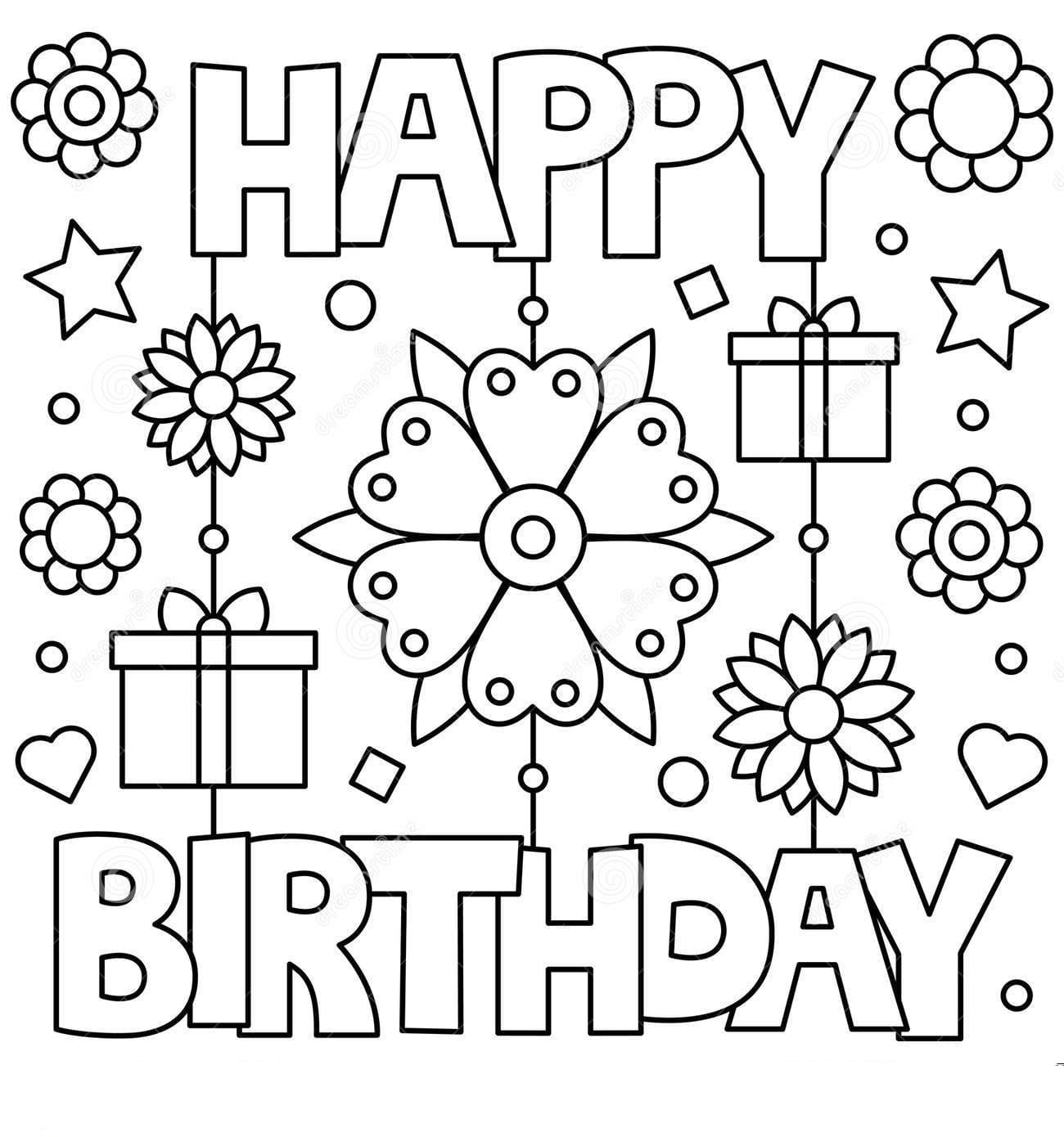 Happy Birthday Printable Coloring Card