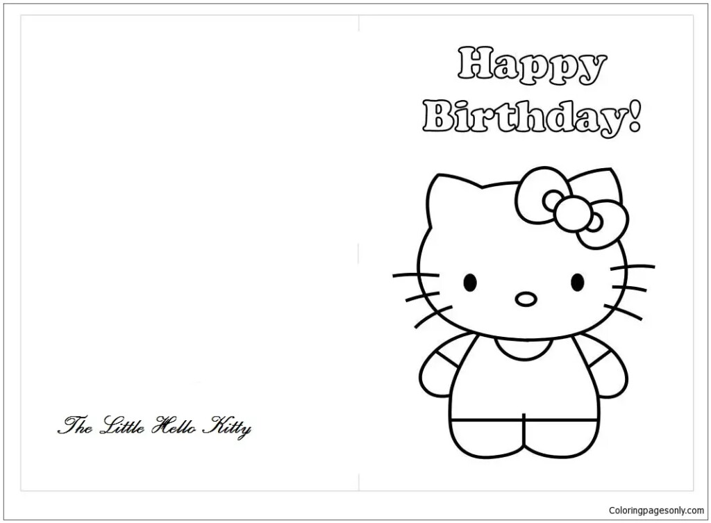 Hello Kitty Happy Birthday Greeting Cards Coloring Pages Cartoons 