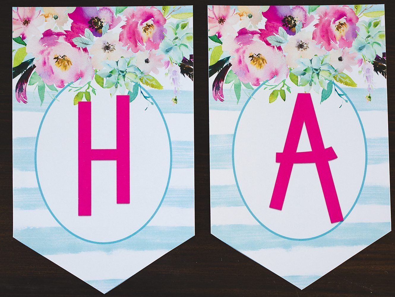 Hot Pink Black Floral Banner Printable Digital Banner Birthday Banner 