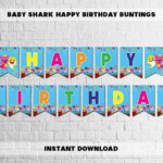 Instant Download Baby Shark Party Buntings Sea Animals Party Banner