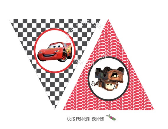 INSTANT DOWNLOAD Printable CARS Themed Happy Birthday Banner 