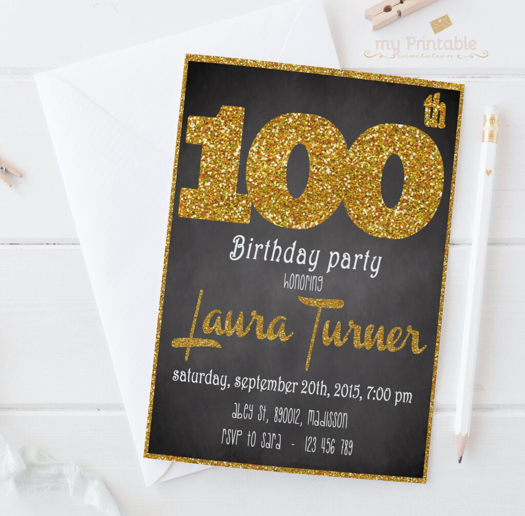 Invitations For 100Th Birthday Invitation Card