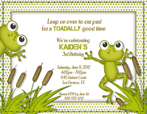 Kids Theme Party s Frog Birthday Invitations