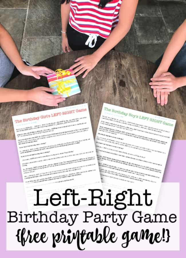 Left Right Birthday Party Game free Printable Birthday Party Games 