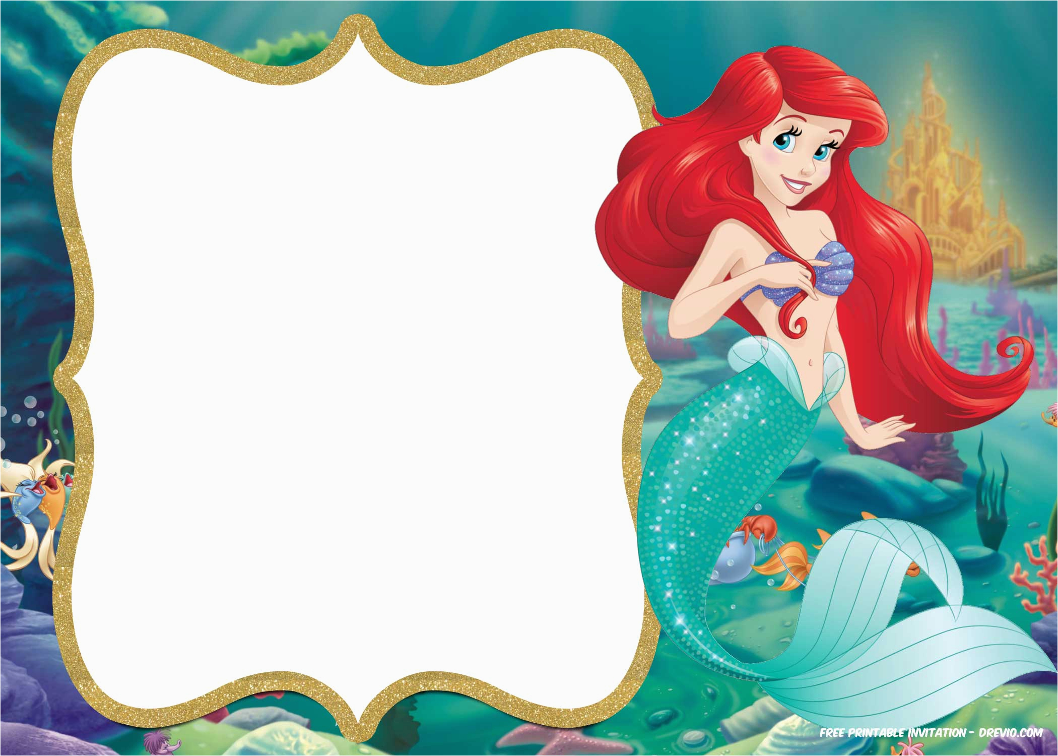 Little Mermaid Birthday Invitation Template Updated Free Printable