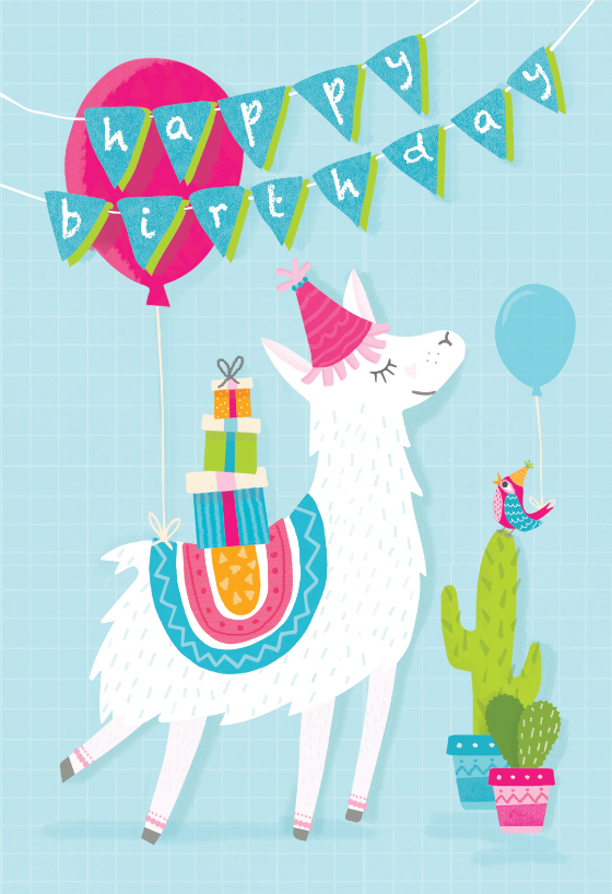 Llama Birthday Card Printable Birthday Card Downloadable Greetings Card