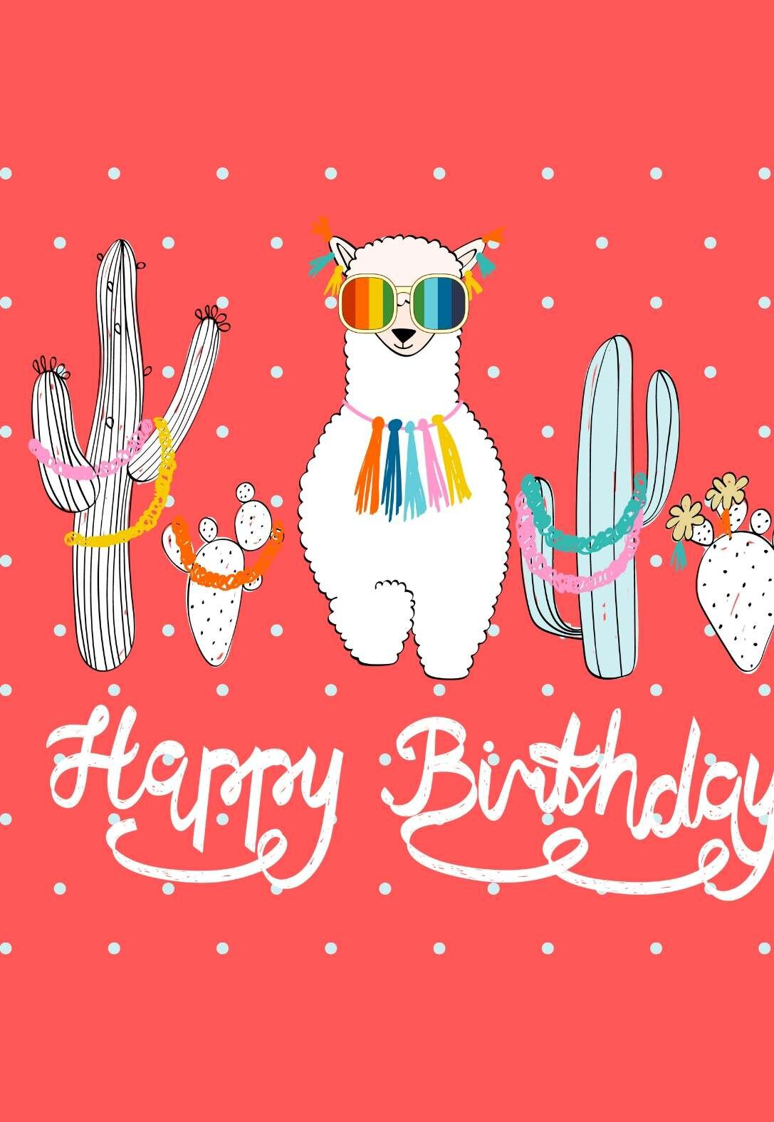 Llama Birthday Card Printable BIRTHDAY KLO