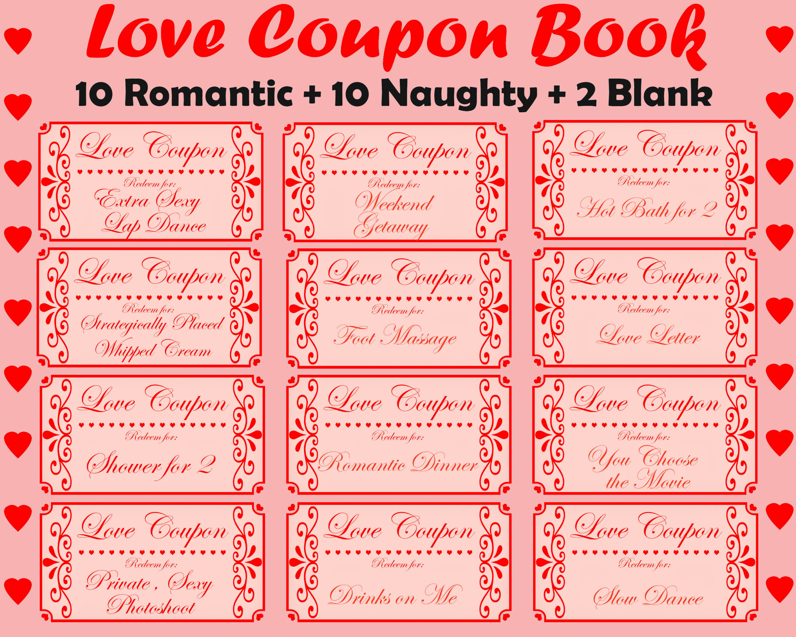 Love Coupon Book Printable Love Coupons Romantic Coupon Etsy Canada