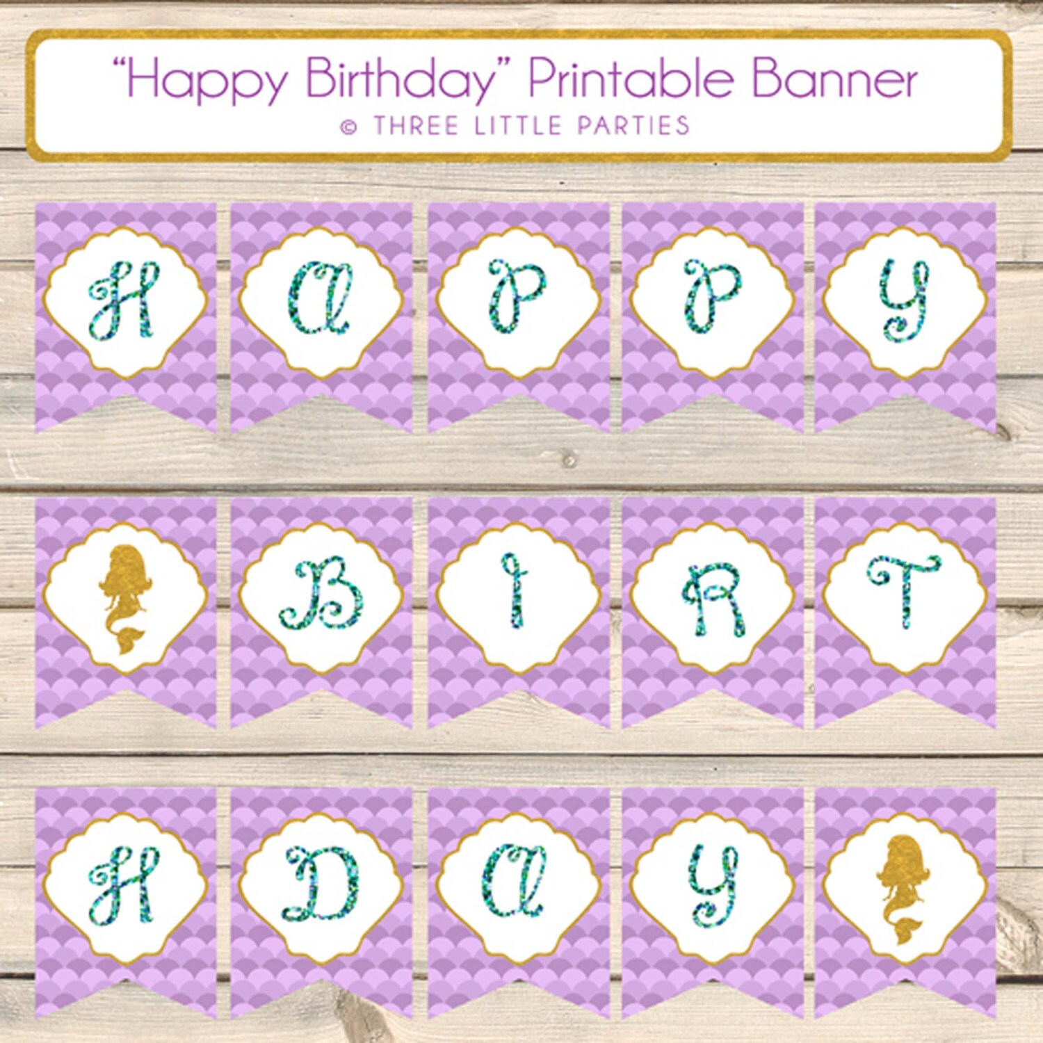 Mermaid Banner Printable Mermaid Birthday Banner Mermaid