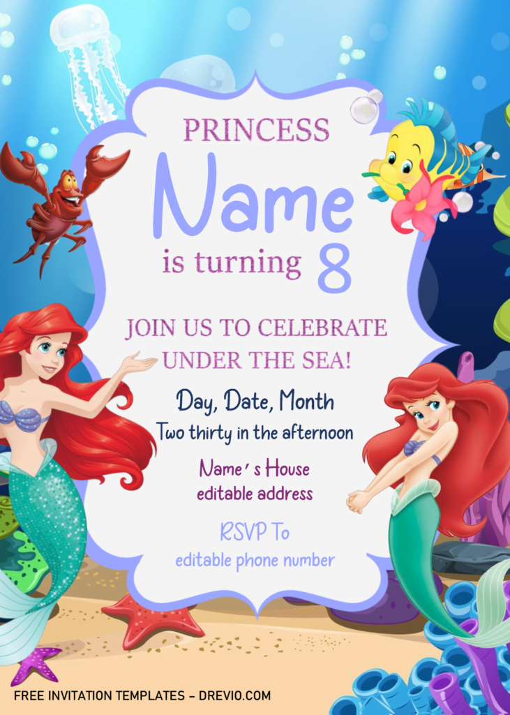 Mermaid Birthday Invitation Templates Free FREE PRINTABLE TEMPLATES