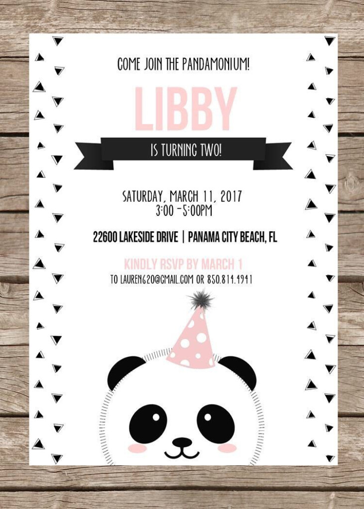 Modern Panda Birthday Invitation Panda Birthday Invitations Panda 