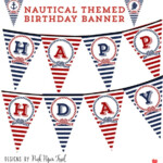 Nautical Happy Birthday Banner Bunting Pennant Print Your Own DIY