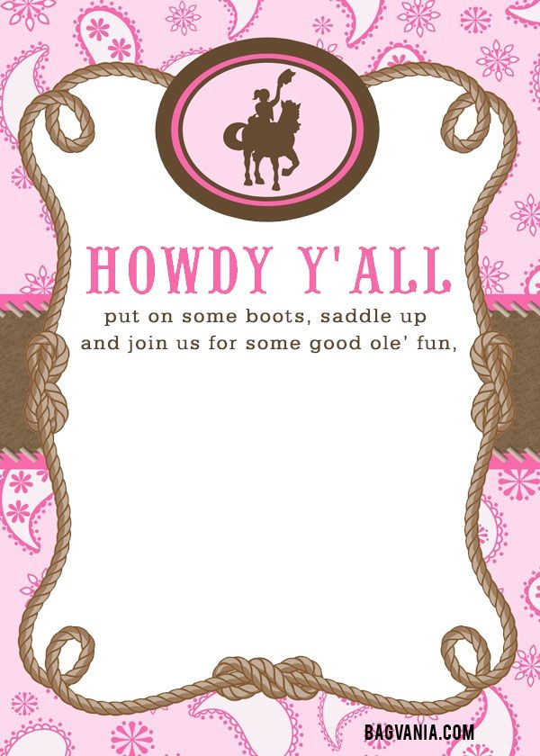 Nice FREE Cowgirl Birthday Invitations Cowgirl Invitations Free 