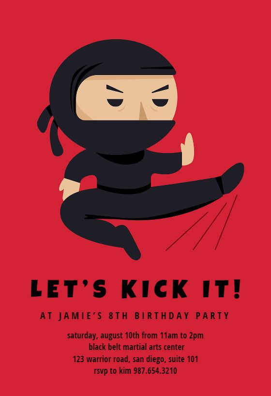 Ninja Birthday Invitation Template Free Greetings Island Ninja 