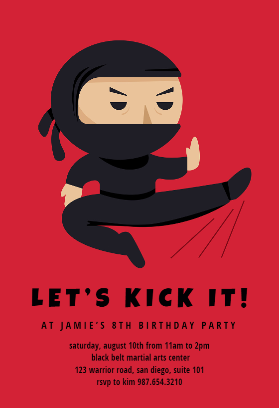 Ninja Birthday Invitation Template Free Greetings Island Ninja