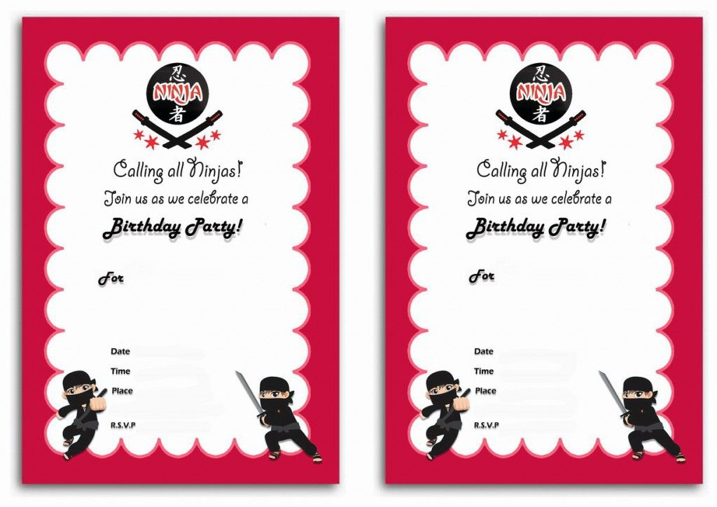 Ninja Warriors Birthday Invitations Birthday Printable American 