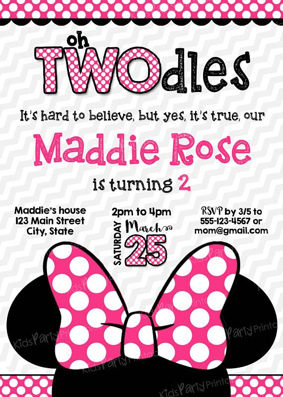 Oh Twodles Invitation PRINTABLE Minnie Mouse Invitation Oh Twodles 