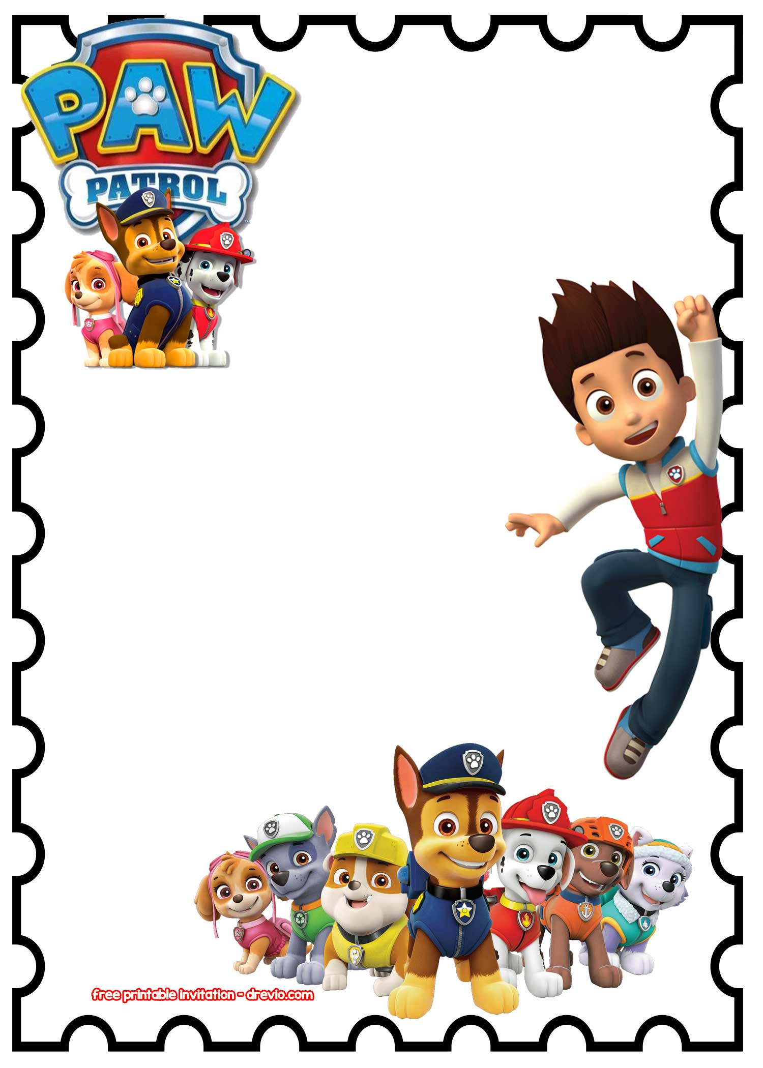 Paw Patrol Invitation Template Blank Free