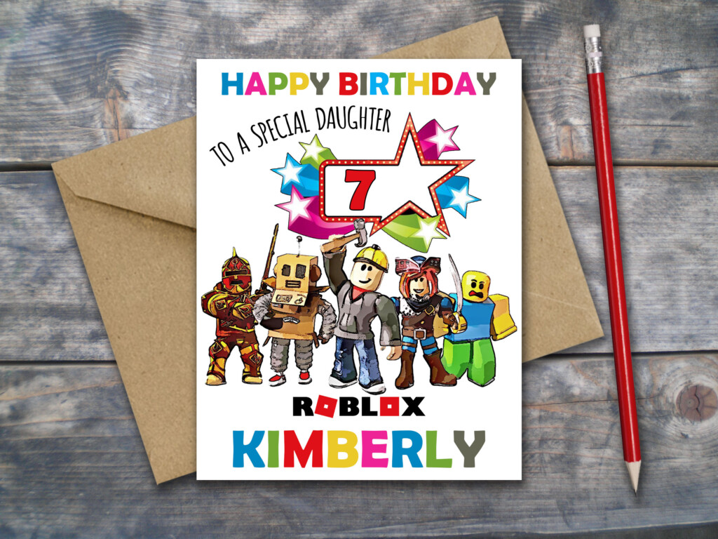 Personalised Roblox Gaming Themed Birthday Card Printable Boy Etsy