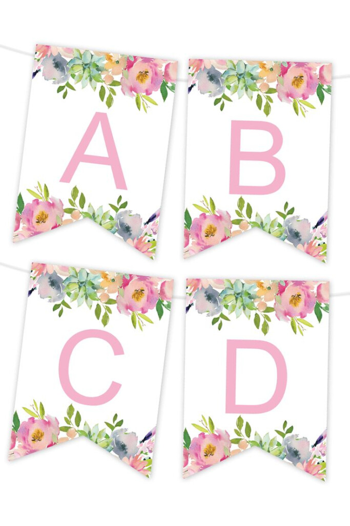 Pink Floral Printable Banner Birthday Banner Template Birthday 