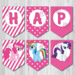 Pink Happy Birthday Printable Banner From My Little Pony Etsy