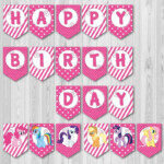 Pink Happy Birthday Printable Banner From My Little Pony Etsy