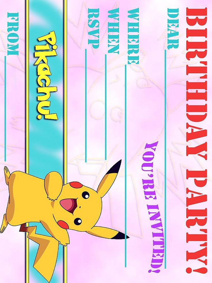 POKEMON COLORING PAGES FREE PIKACHU PARTY INVITATION Pokemon 