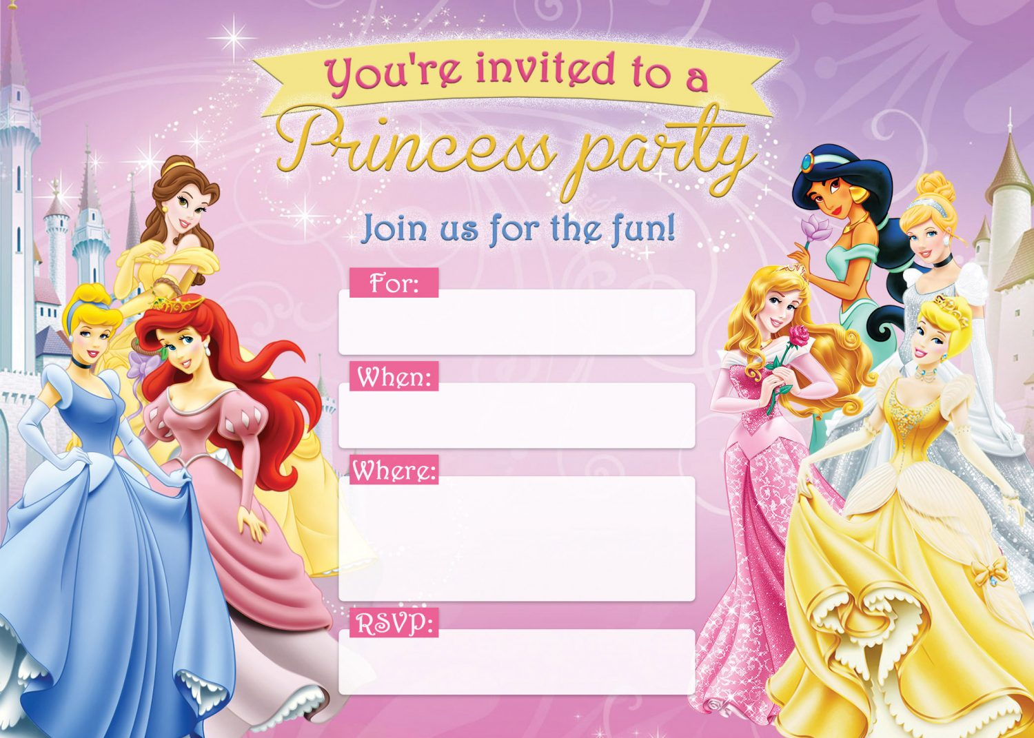 Princess Birthday Invitation Card Free Printable Printable Birthday Cards