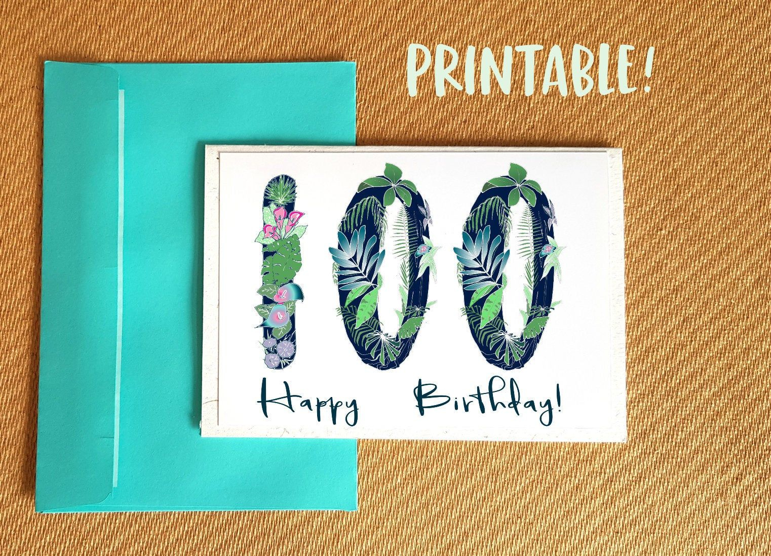 Printable 100th Birthday Card Available On Etsy etsy 