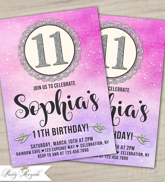 Printable 11th Birthday Invitations 11th Birthday Party Etsy In 2021 