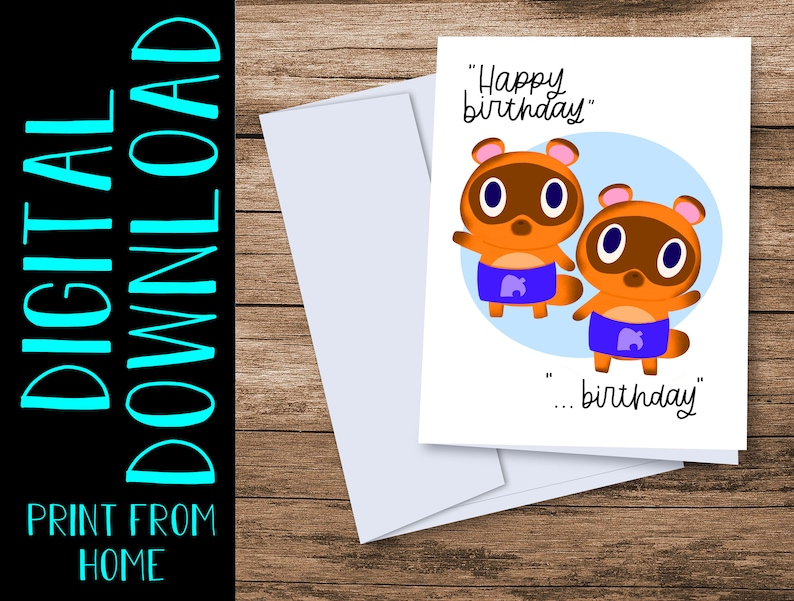 PRINTABLE Animal Crossing Happy Birthday Birthday Card Etsy