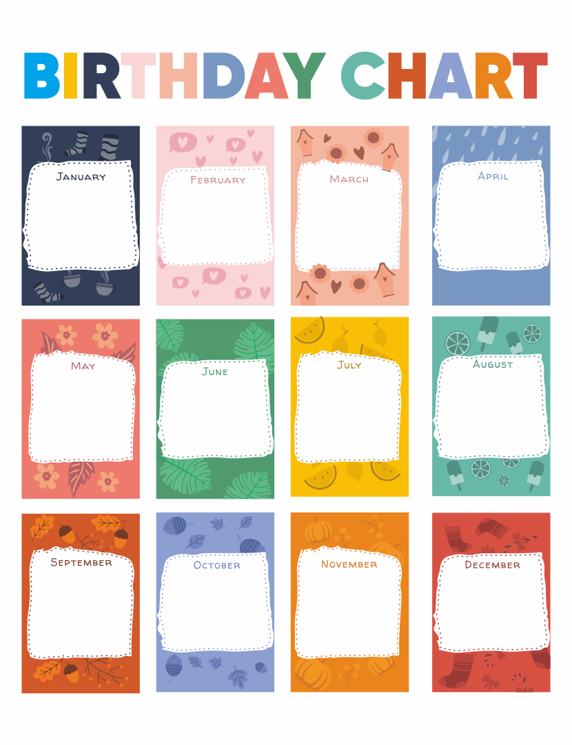 Printable Birthday Chart Birthday Charts Classroom Birthday 