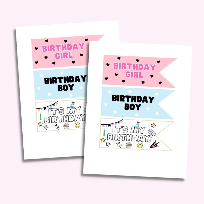 Printable Birthday Flags Printable Birthday Decor Birthday Etsy Ireland