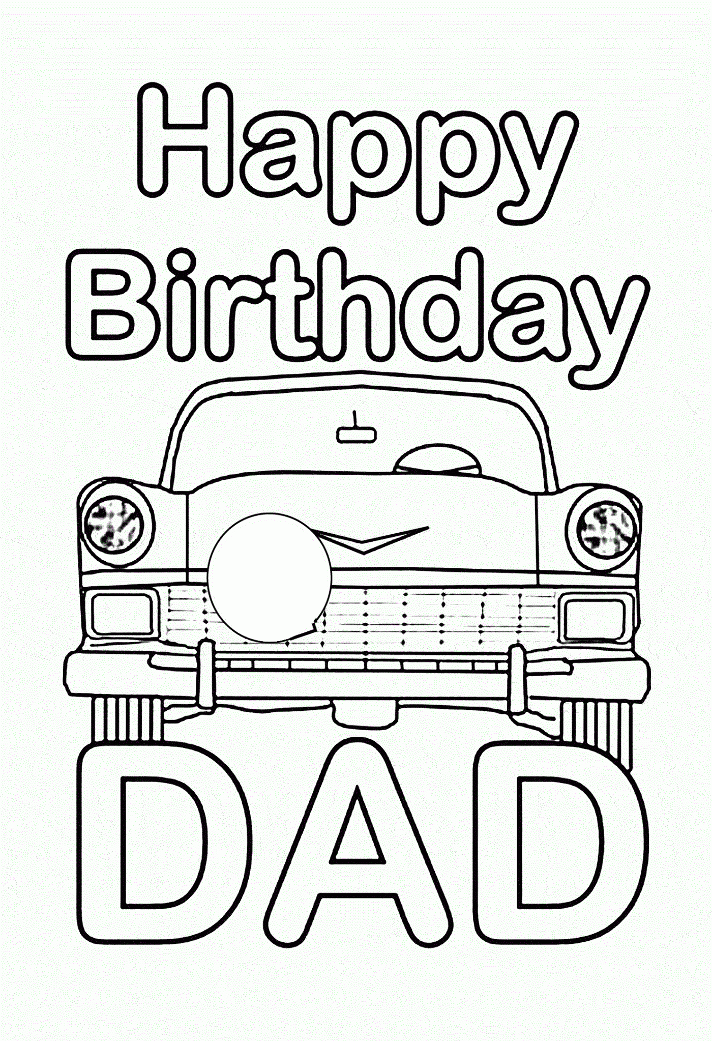 Printable Coloring Birthday Cards Happy Birthday Dad Birthdayqw