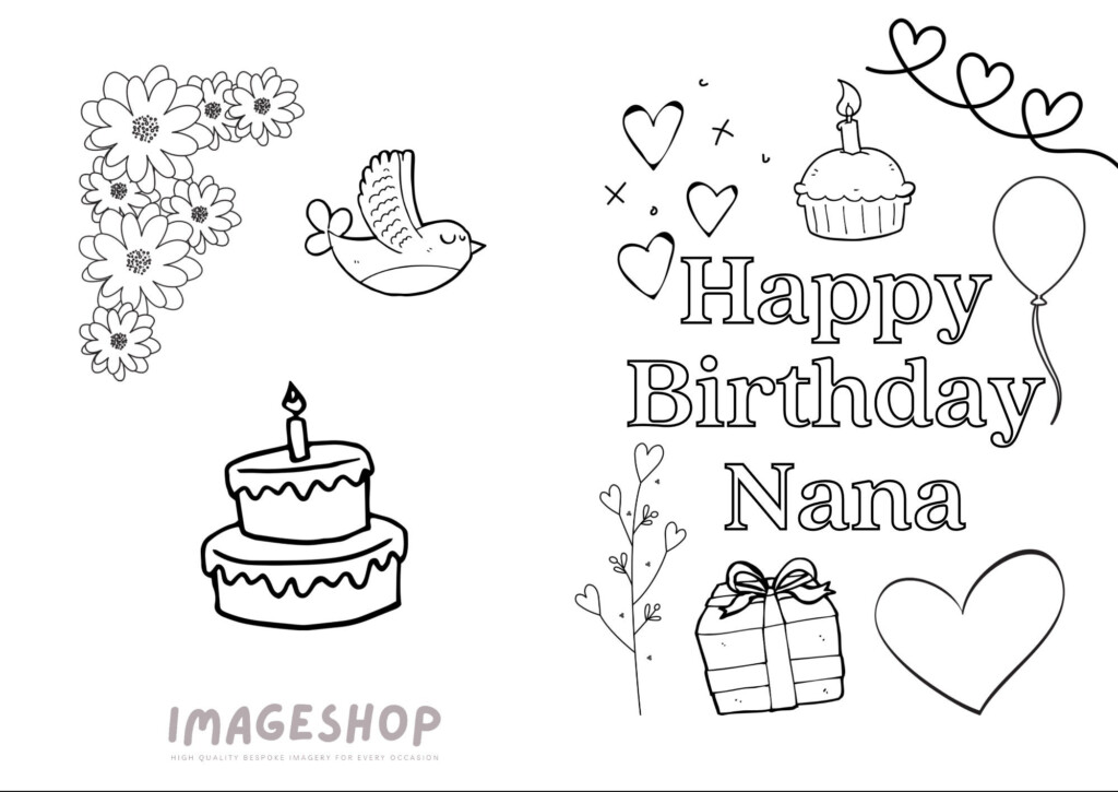 Printable Colour in HAPPY BIRTHDAY NANA Card A4 Size Print At Etsy 