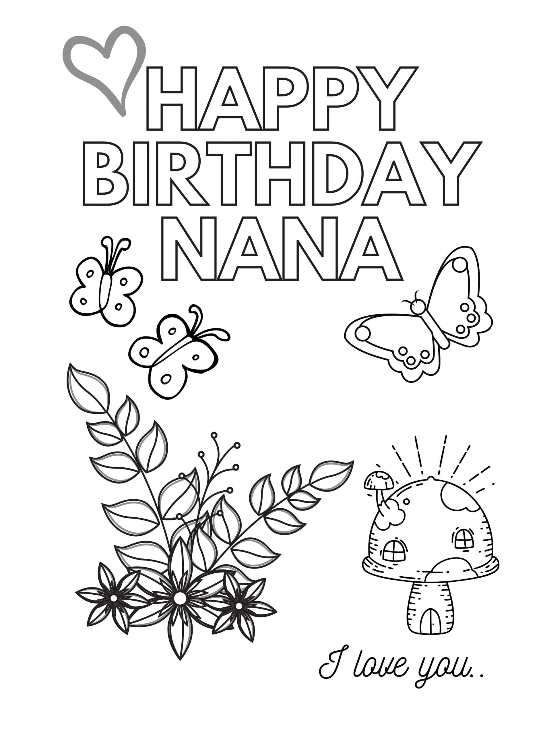 Printable Colour in HAPPY BIRTHDAY NANA Card A4 Size Print At Etsy Canada