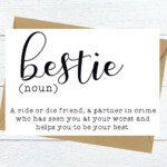 Printable Dictionary Bestie Card Calligraphy Gift For Best Etsy