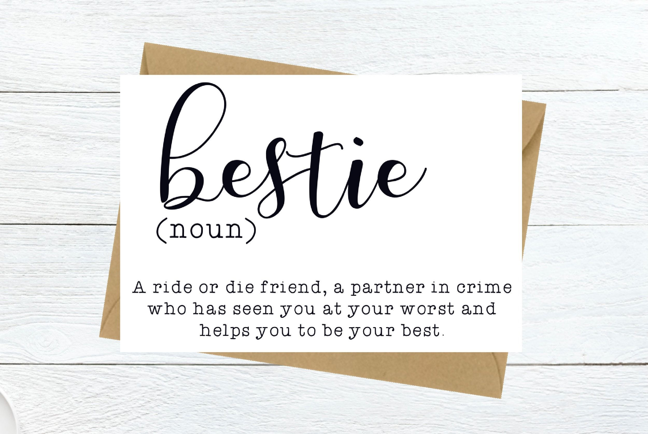 Printable Dictionary Bestie Card Calligraphy Gift For Best Etsy 