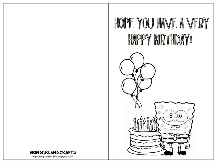 Printable Foldable Happy Birthday Coloring Card Birthday Wishes