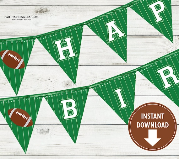 Printable Football Happy Birthday Banner Sports Party Etsy