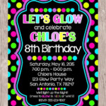 PRINTABLE Glow Birthday Party Invitation Neon Polka Dots Etsy