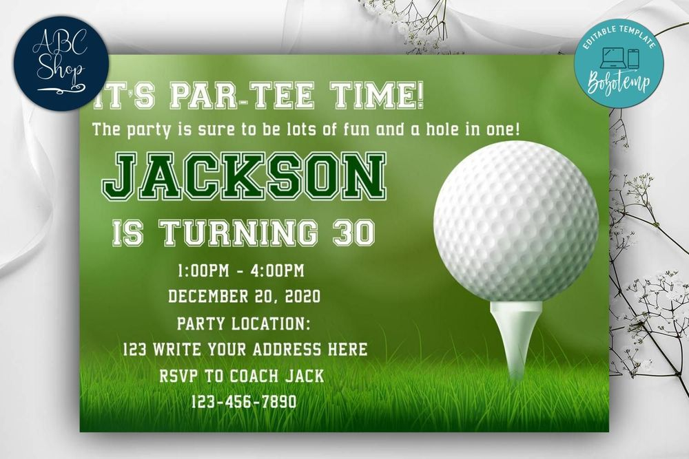 Printable Golf Birthday Invitations Instant Download Createpartylabels