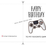 Printable Happy Birthday Gamer Birthday Card 5x7 Blank Etsy