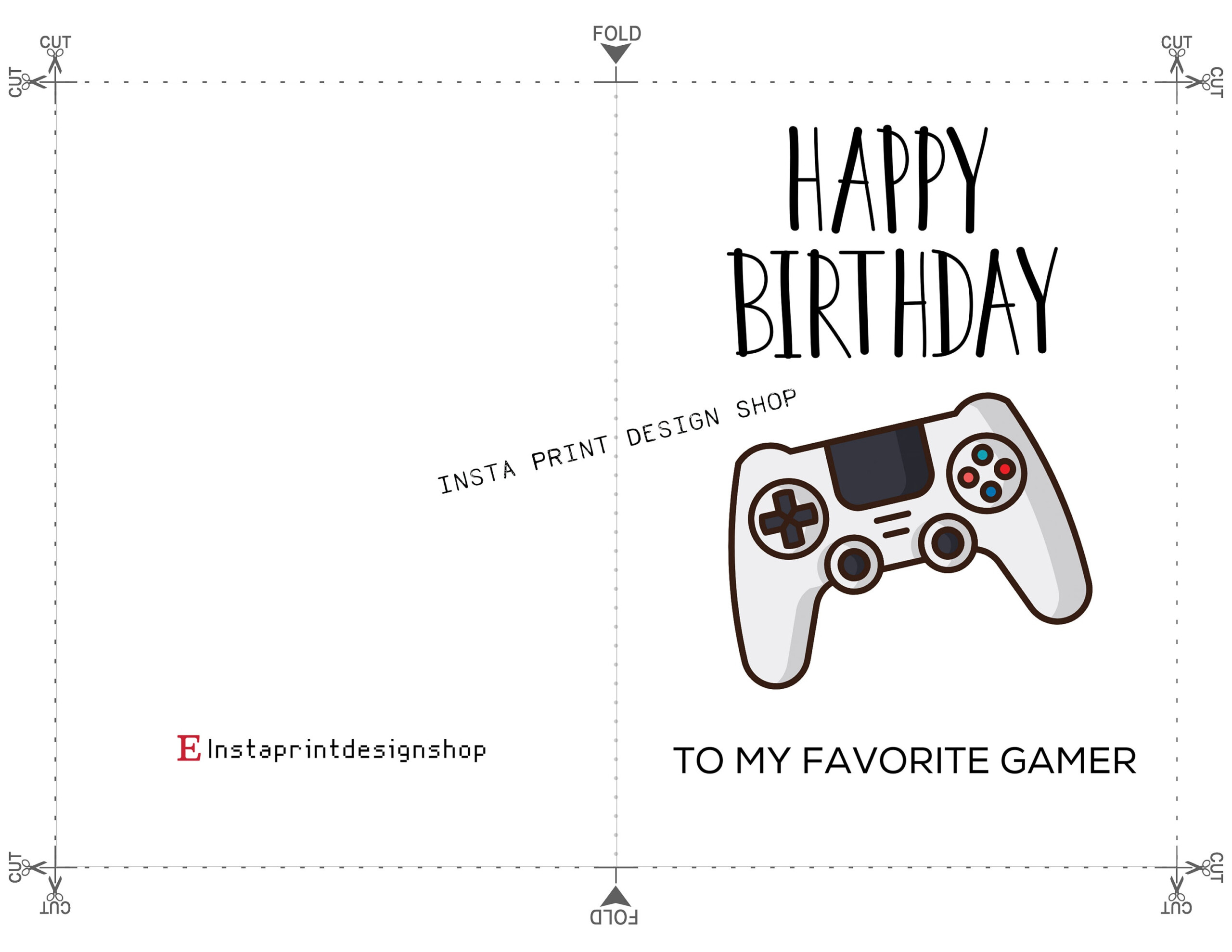 Printable Happy Birthday Gamer Birthday Card 5x7 Blank Etsy